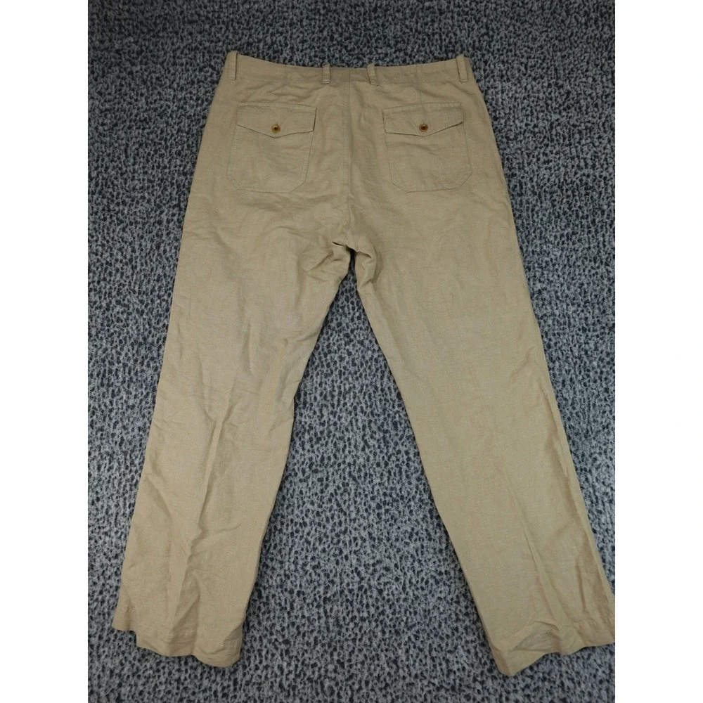 Banana Republic Pants Mens 36x32 Tan Relaxed Fit Linen Cotton Chino